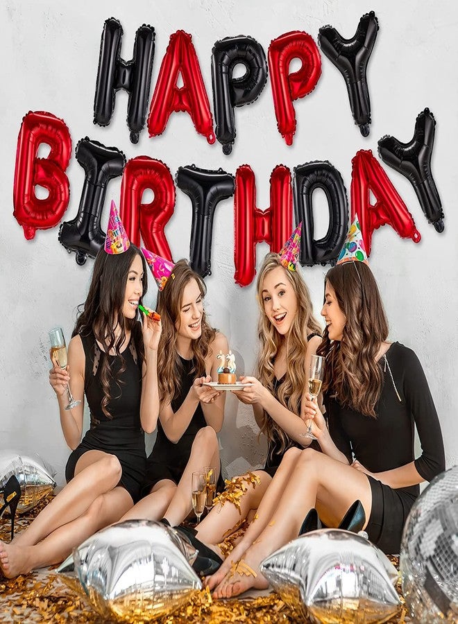H B MSALA (DEVICE) HBM Happy Birthday Banner Foil Letters | Inflatable Party Decor and Event Decorations for Kids and Adults | Reusable, Ecofriendly Fun (Red/Black) - Image 5